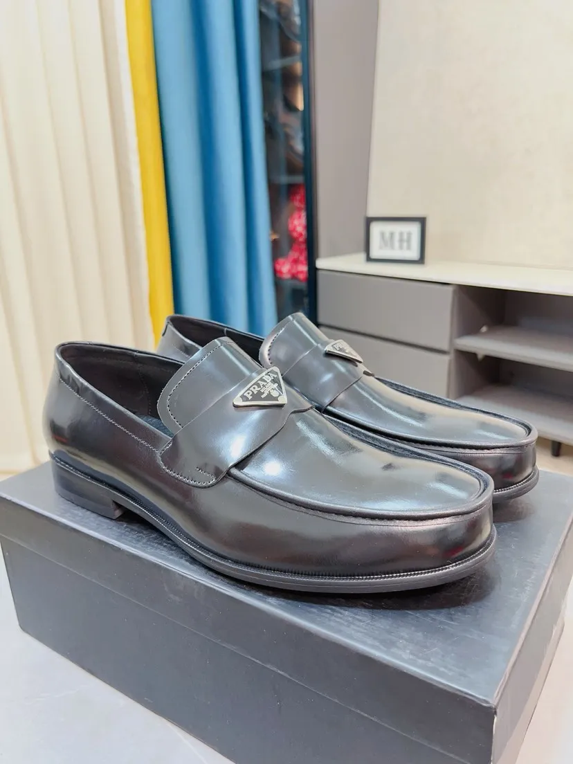 Men's shoes 💰540🌹🌹【PRADA Leather Shoes】Top purchasing agency Original imported Italian custom-made open-edge beaded cowhide leather surface, fully imported water-dyed breathable cowhide lining, original factory special molded sole super comfortable, size: 38-44